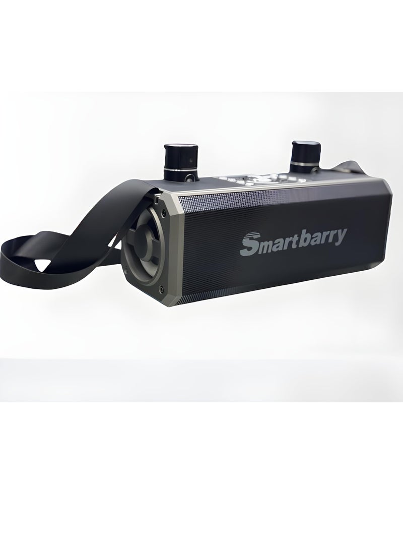 Smart Berry ماكينة كاريوكي محمولة سمارت بيري M28 مكبر صوت بلوتوث لاسلكي مع ميكروفونين أسود - Image 2